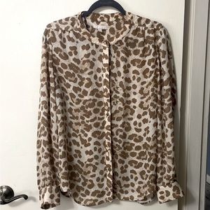 Banana Republic Sheer Leopard Print Button Down Size 14